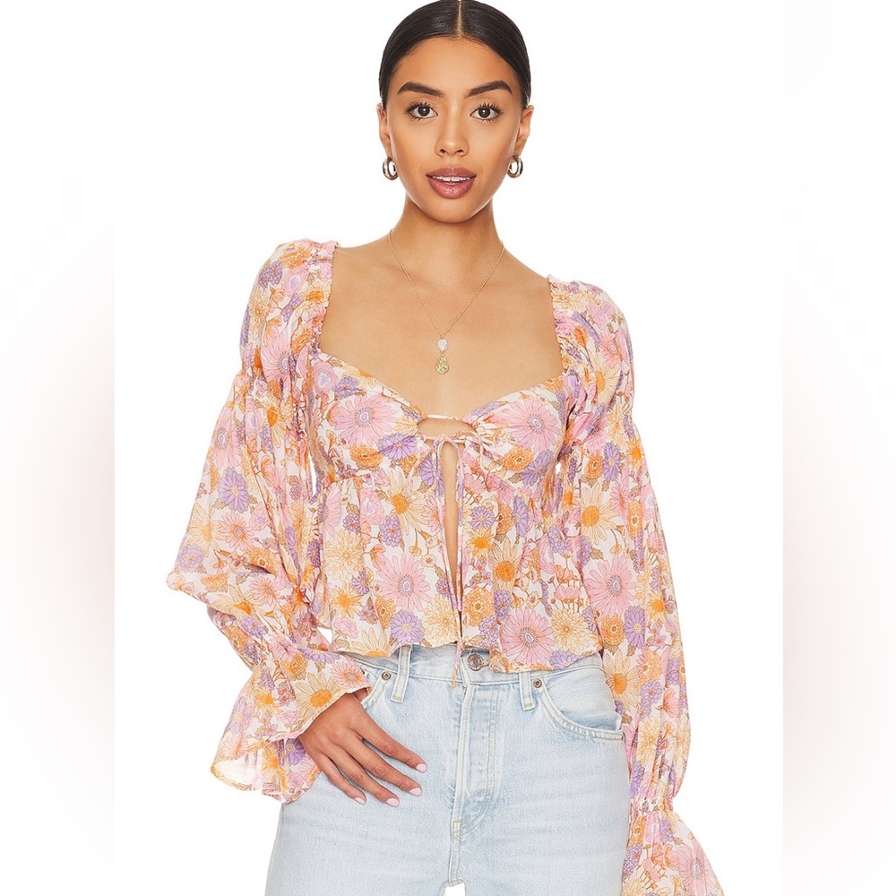 Tularosa Clemencey Top in Lilac Retro Floral